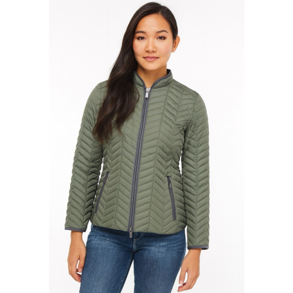 Eddie Bauer Womens Sz M Goose Down Green Quilted Puffer Ski Jacket Coat Packable